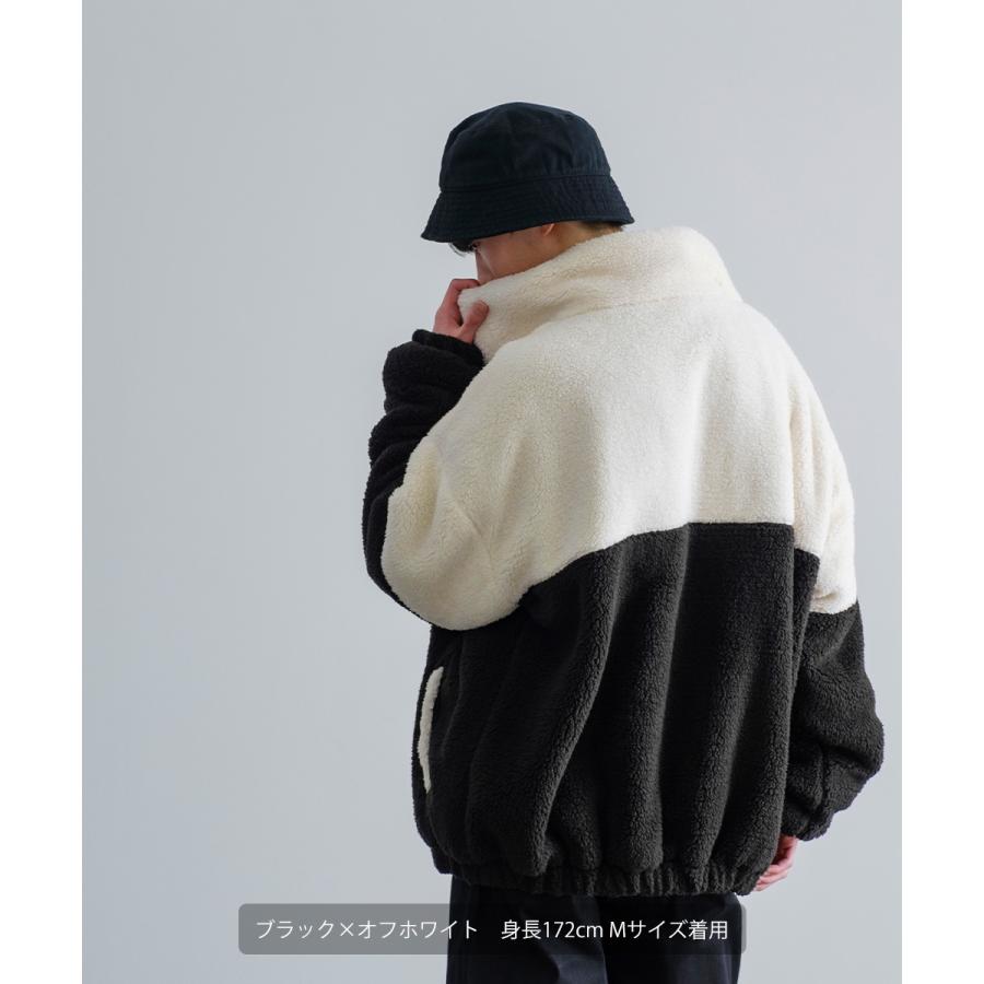 シャギーボアジャケット メンズ シープボア スタンドカラー ブルゾン ビッグシルエット オーバーサイズ 大きいサイズ ゆったり ドロップショルダー | improves | 12