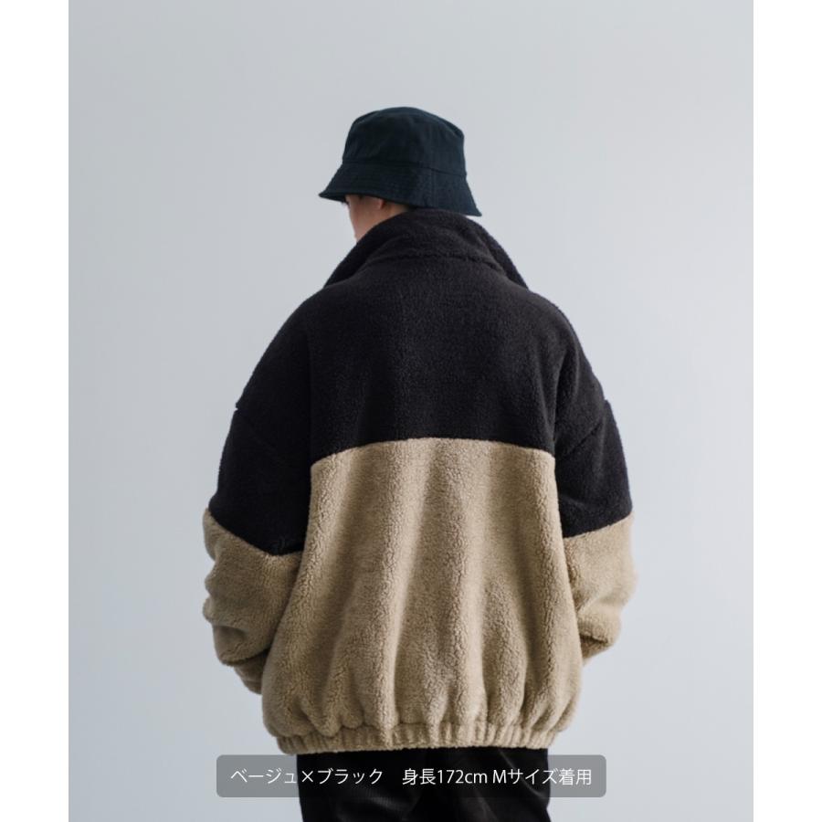 シャギーボアジャケット メンズ シープボア スタンドカラー ブルゾン ビッグシルエット オーバーサイズ 大きいサイズ ゆったり ドロップショルダー | improves | 17
