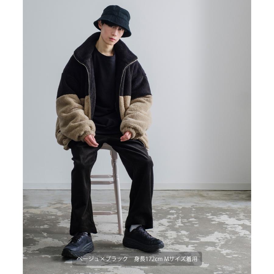 シャギーボアジャケット メンズ シープボア スタンドカラー ブルゾン ビッグシルエット オーバーサイズ 大きいサイズ ゆったり ドロップショルダー | improves | 18