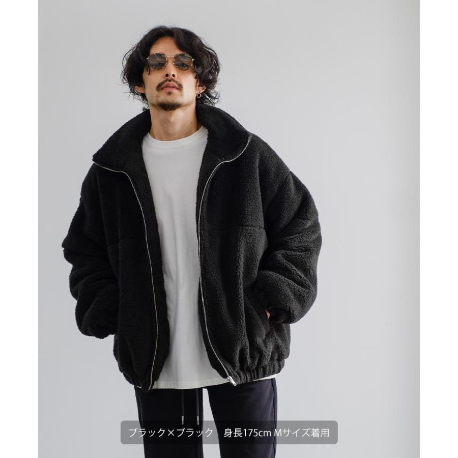 シャギーボアジャケット メンズ シープボア スタンドカラー ブルゾン ビッグシルエット オーバーサイズ 大きいサイズ ゆったり ドロップショルダー | improves | 02