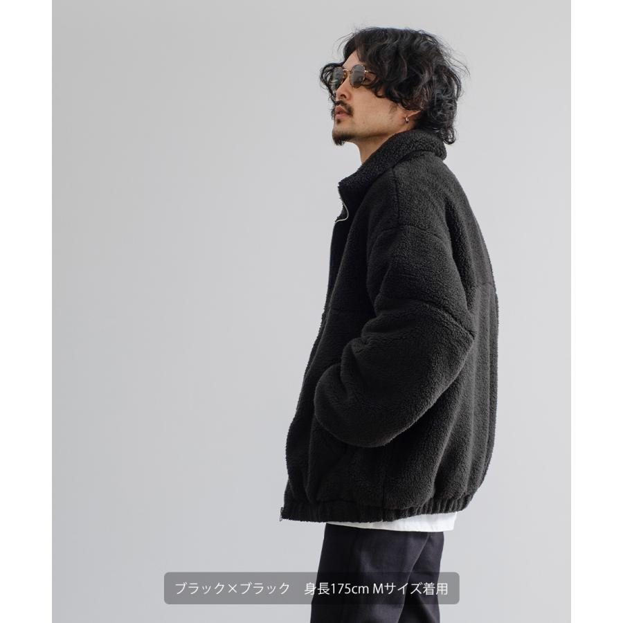 シャギーボアジャケット メンズ シープボア スタンドカラー ブルゾン ビッグシルエット オーバーサイズ 大きいサイズ ゆったり ドロップショルダー | improves | 03