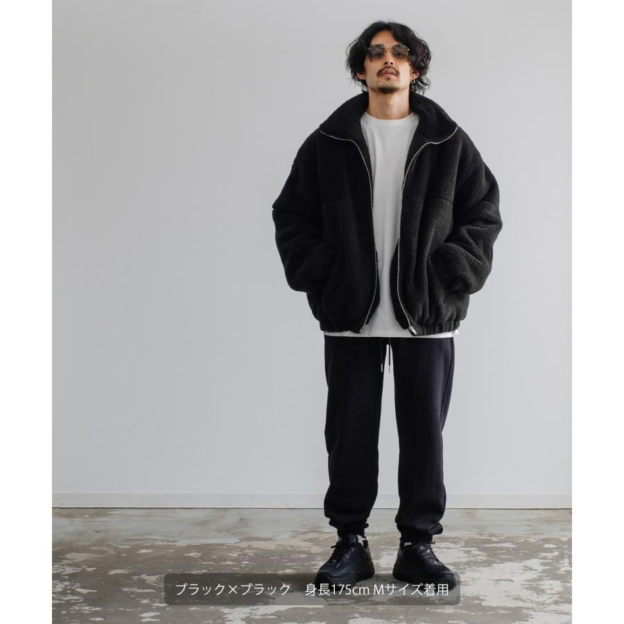 シャギーボアジャケット メンズ シープボア スタンドカラー ブルゾン ビッグシルエット オーバーサイズ 大きいサイズ ゆったり ドロップショルダー | improves | 04