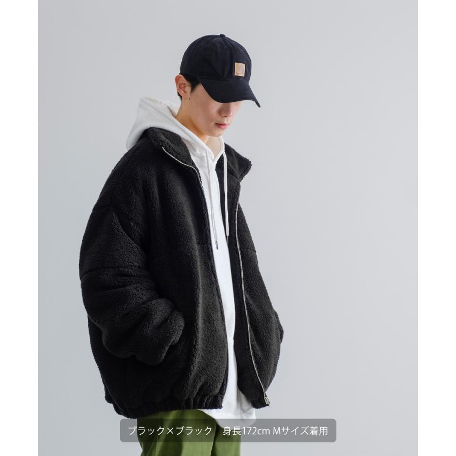 シャギーボアジャケット メンズ シープボア スタンドカラー ブルゾン ビッグシルエット オーバーサイズ 大きいサイズ ゆったり ドロップショルダー | improves | 07