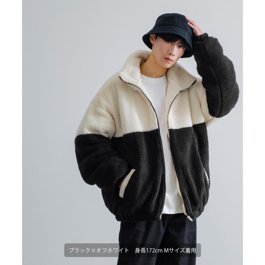 シャギーボアジャケット メンズ シープボア スタンドカラー ブルゾン ビッグシルエット オーバーサイズ 大きいサイズ ゆったり ドロップショルダー | improves | 09