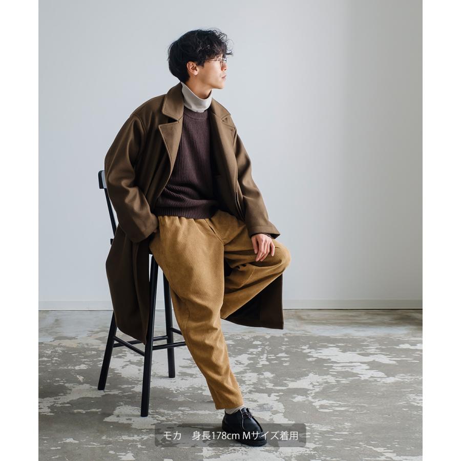 ウールライク メルトン チェスターコート メンズ チェスターフィールドコート ロングコート ロング丈 ドロップショルダー ストレッチ オーバーサイズ ゆったり | improves | 13