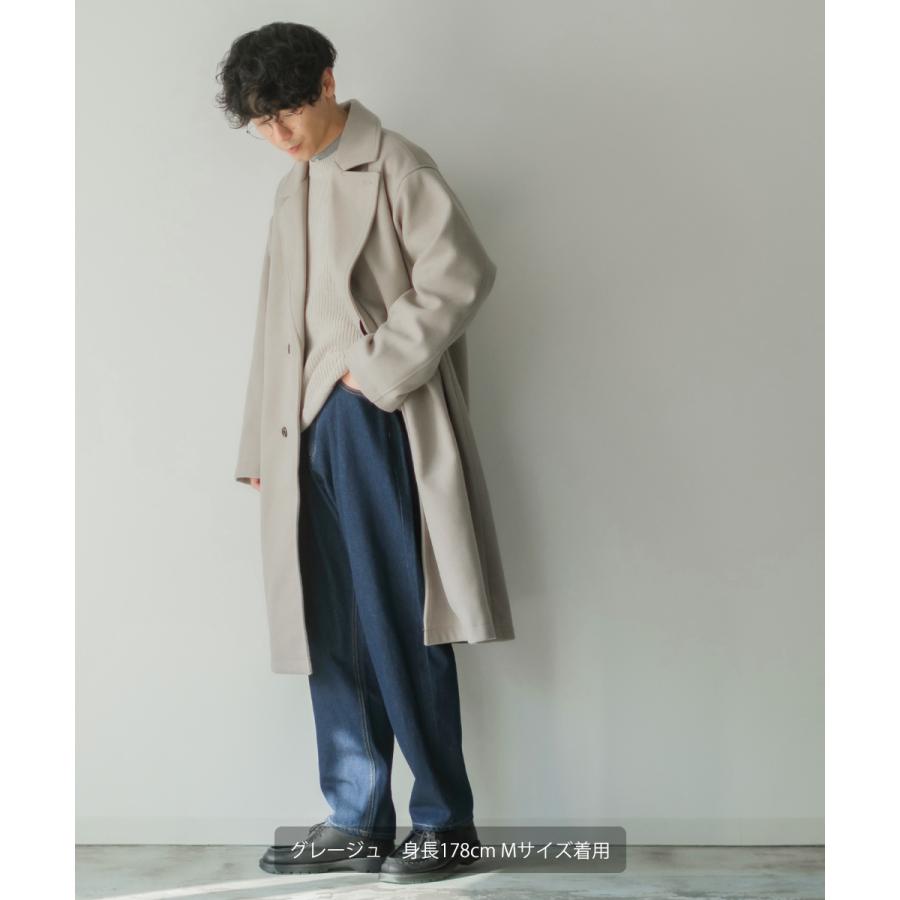 ウールライク メルトン チェスターコート メンズ チェスターフィールドコート ロングコート ロング丈 ドロップショルダー ストレッチ オーバーサイズ ゆったり | improves | 05