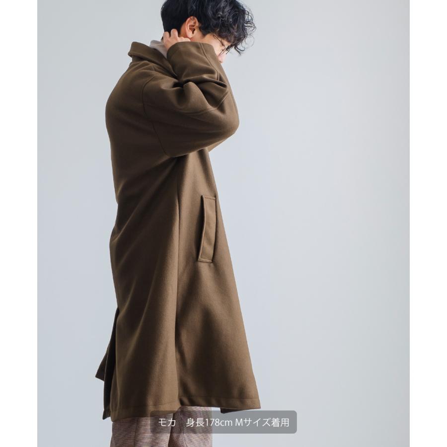 ウールライク メルトン チェスターコート メンズ チェスターフィールドコート ロングコート ロング丈 ドロップショルダー ストレッチ オーバーサイズ ゆったり | improves | 09
