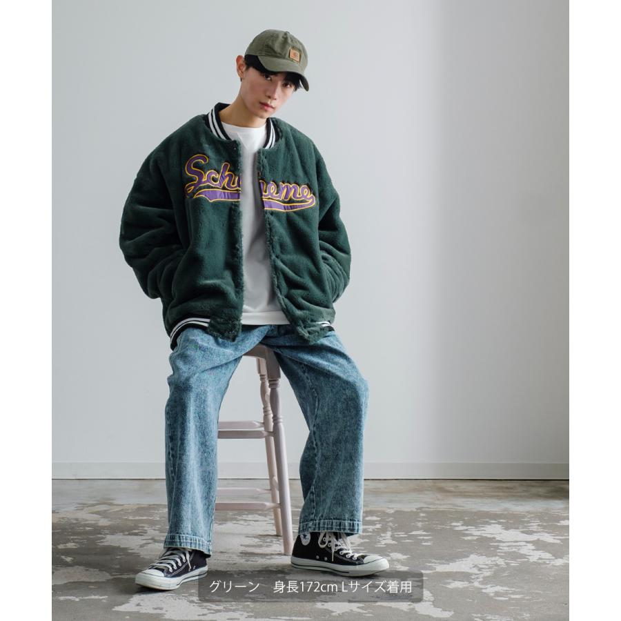 ロゴ刺繍ファースタジャン メンズ ファージャケット スタジアムジャンパー ジャケット ブルゾン ビッグシルエット オーバーサイズ 大きいサイズ ゆったり | improves | 13