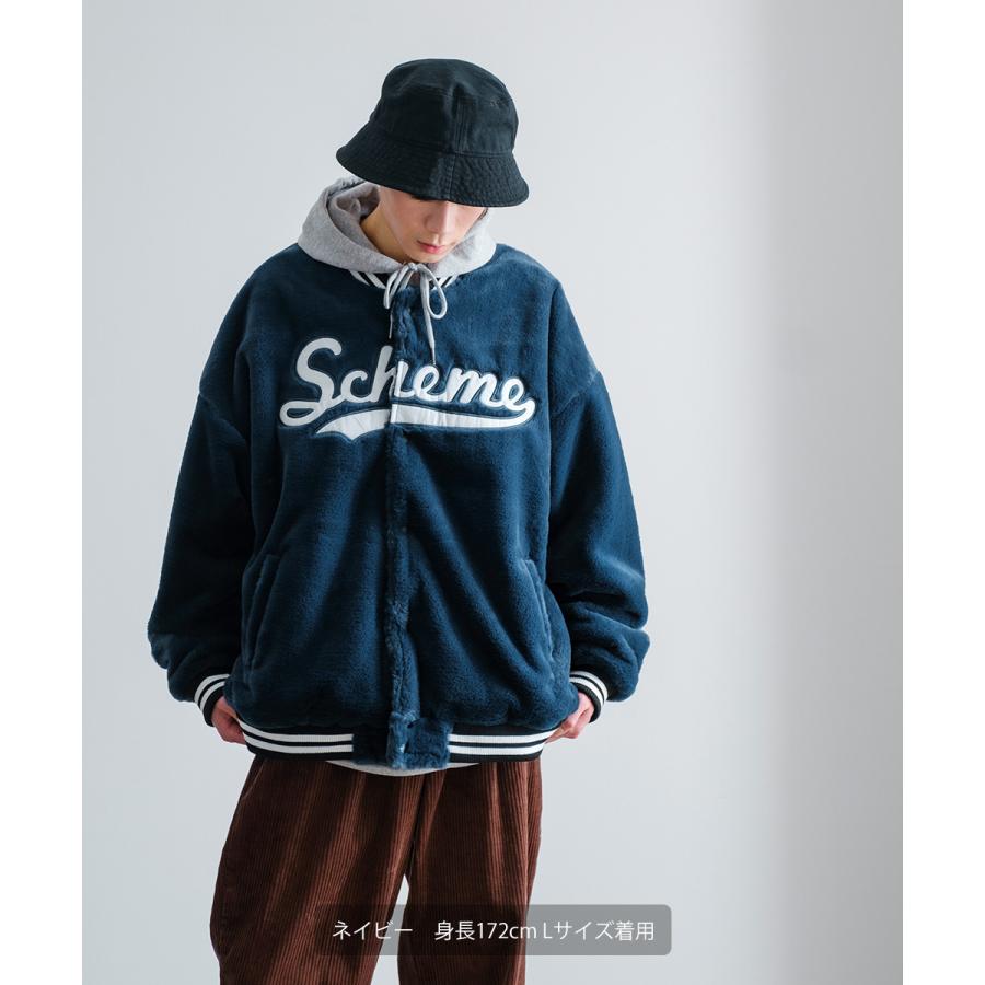 ロゴ刺繍ファースタジャン メンズ ファージャケット スタジアムジャンパー ジャケット ブルゾン ビッグシルエット オーバーサイズ 大きいサイズ ゆったり | improves | 03