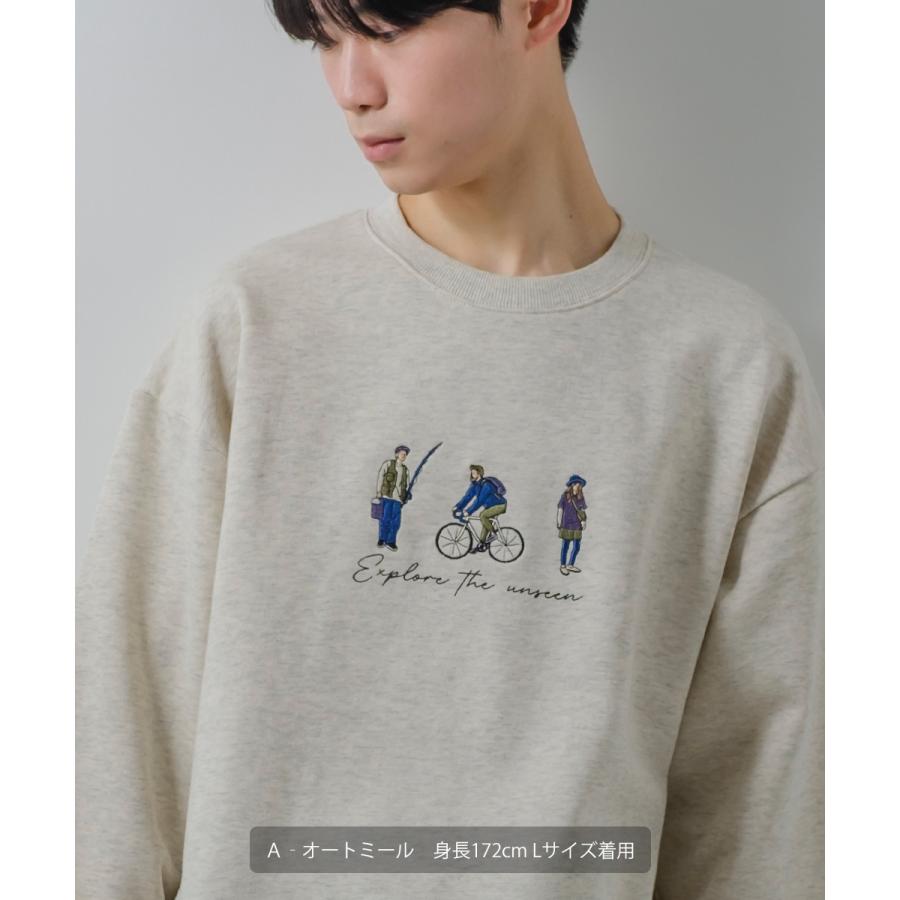 シティポップ刺繍 スウェット トレーナー メンズ レディース スエット 裏毛 クルーネック プルオーバー ビッグシルエット オーバーサイズ 大きいサイズ ゆったり | improves | 01
