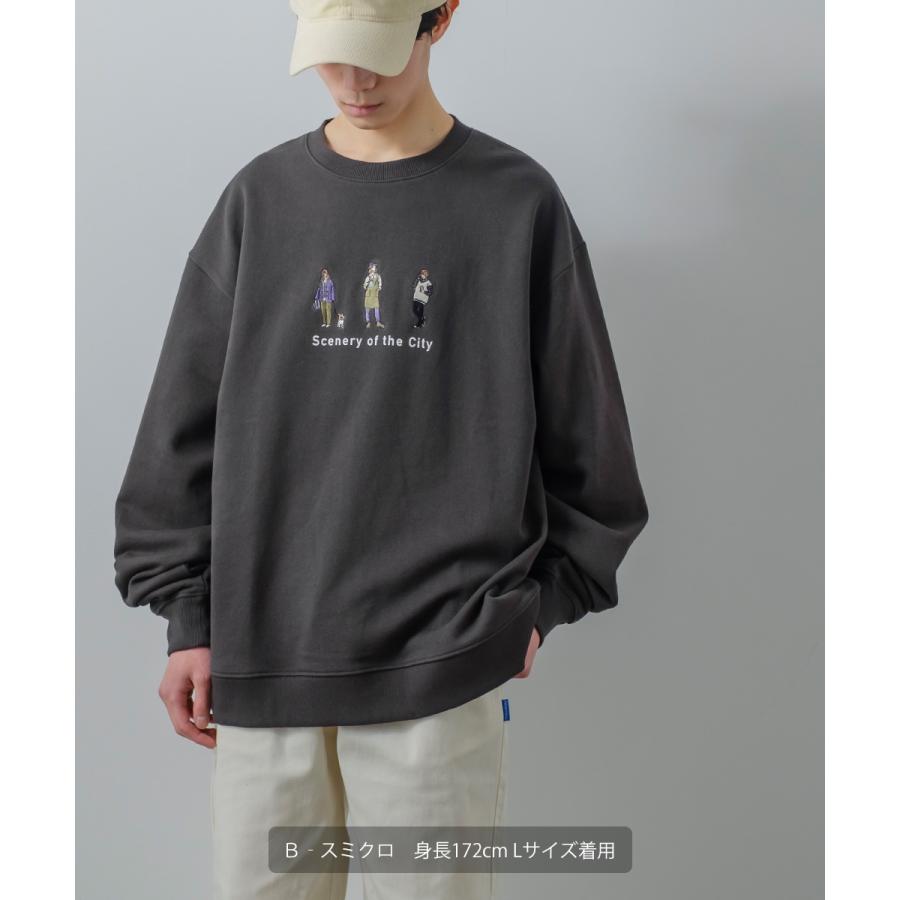 シティポップ刺繍 スウェット トレーナー メンズ レディース スエット 裏毛 クルーネック プルオーバー ビッグシルエット オーバーサイズ 大きいサイズ ゆったり | improves | 17