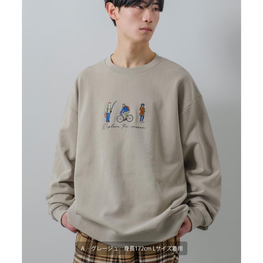 シティポップ刺繍 スウェット トレーナー メンズ レディース スエット 裏毛 クルーネック プルオーバー ビッグシルエット オーバーサイズ 大きいサイズ ゆったり | improves | 03