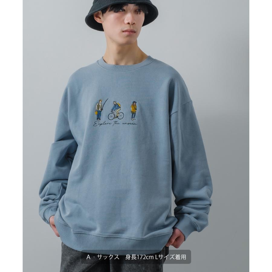 シティポップ刺繍 スウェット トレーナー メンズ レディース スエット 裏毛 クルーネック プルオーバー ビッグシルエット オーバーサイズ 大きいサイズ ゆったり | improves | 07