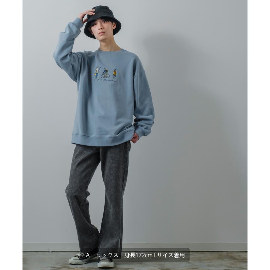 シティポップ刺繍 スウェット トレーナー メンズ レディース スエット 裏毛 クルーネック プルオーバー ビッグシルエット オーバーサイズ 大きいサイズ ゆったり | improves | 08
