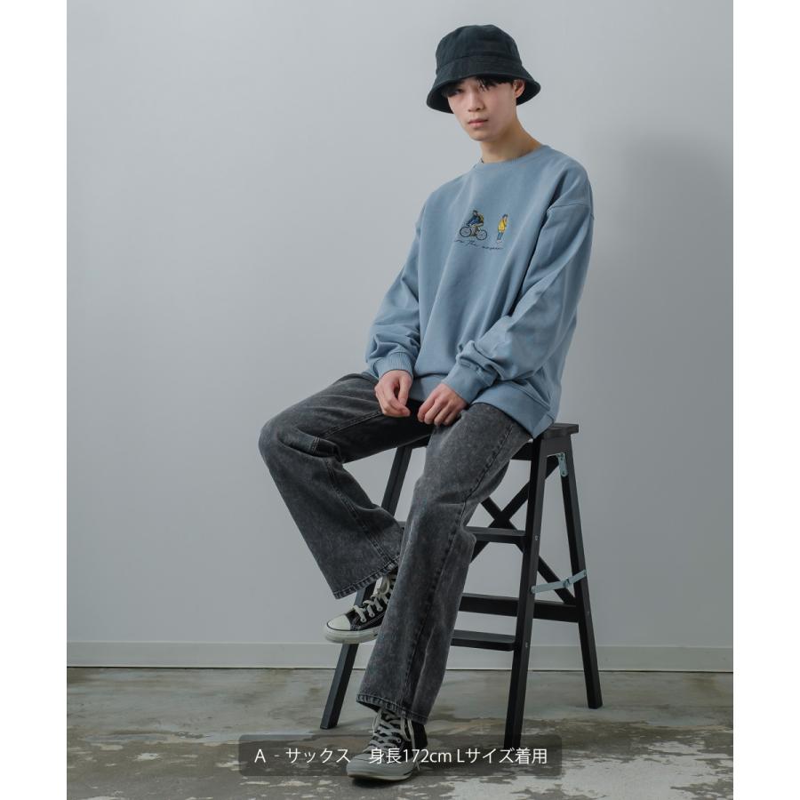 シティポップ刺繍 スウェット トレーナー メンズ レディース スエット 裏毛 クルーネック プルオーバー ビッグシルエット オーバーサイズ 大きいサイズ ゆったり | improves | 09