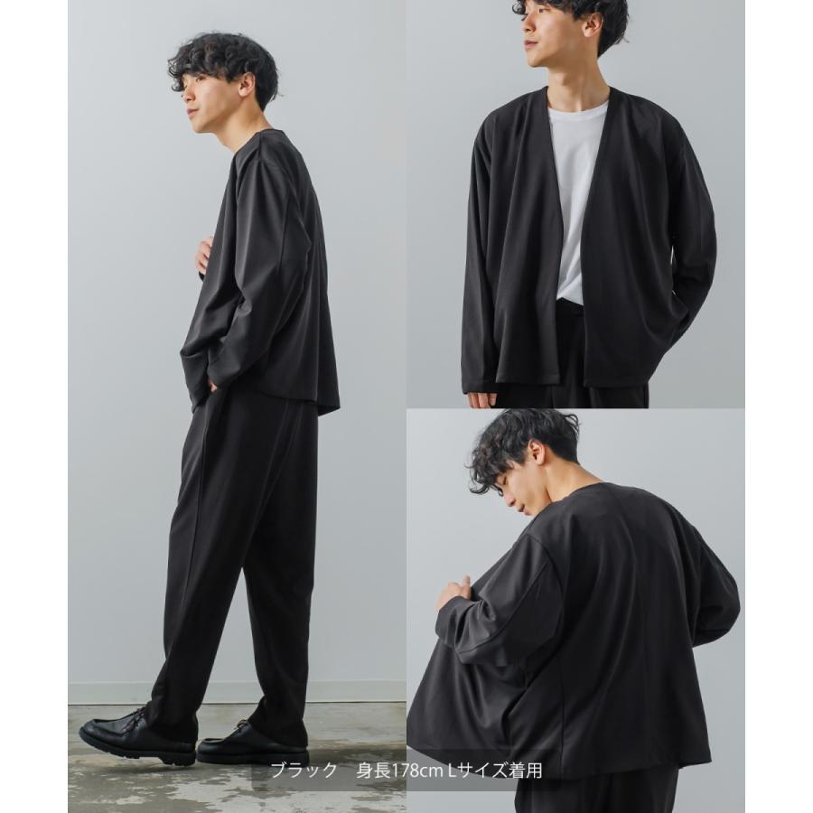 ノーカラージャケット メンズ セットアップ対応 カットジョーゼット カーディガン テーラードジャケット とろみ きれいめ カジュアル モード 韓国ファッション | improves | 02