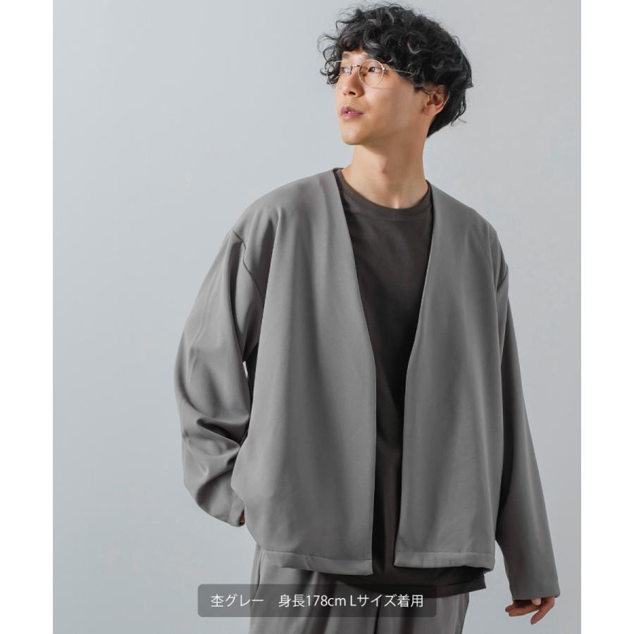 ノーカラージャケット メンズ セットアップ対応 カットジョーゼット