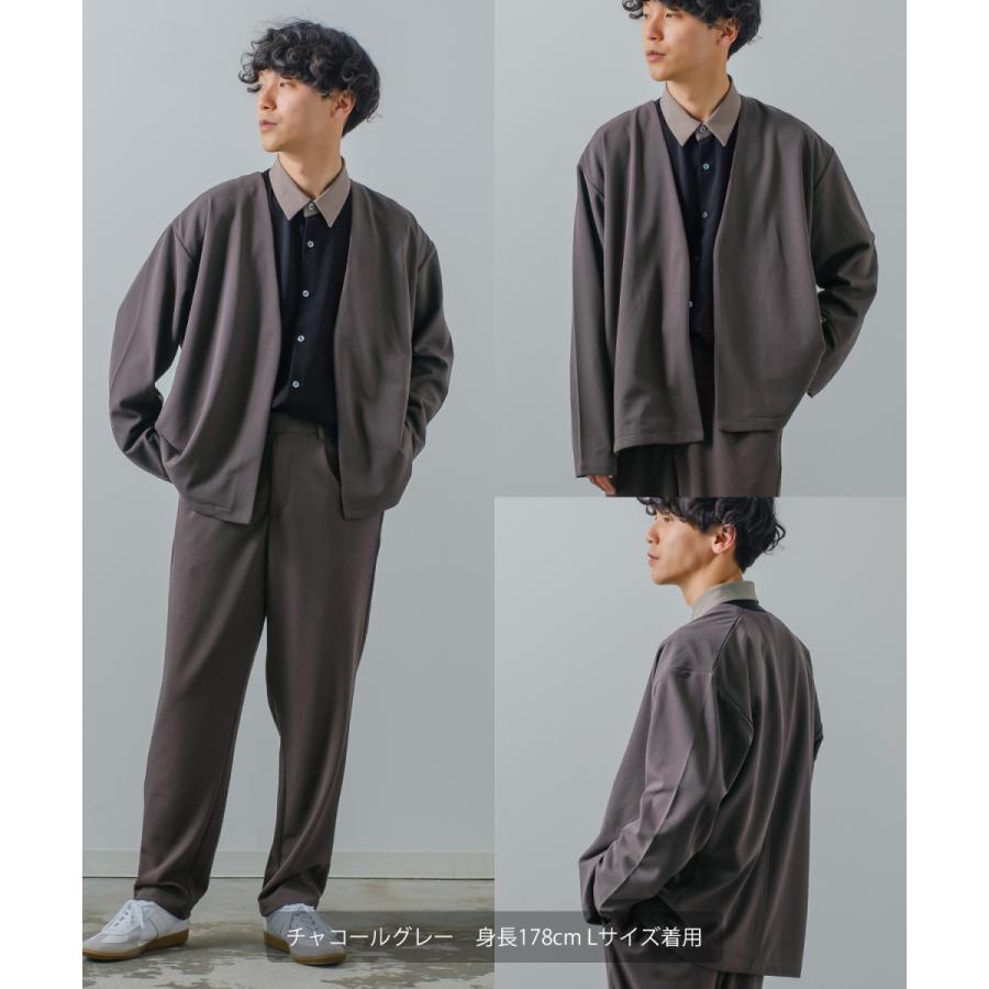 ノーカラージャケット メンズ セットアップ対応 カットジョーゼット カーディガン テーラードジャケット とろみ きれいめ カジュアル モード 韓国ファッション | improves | 06