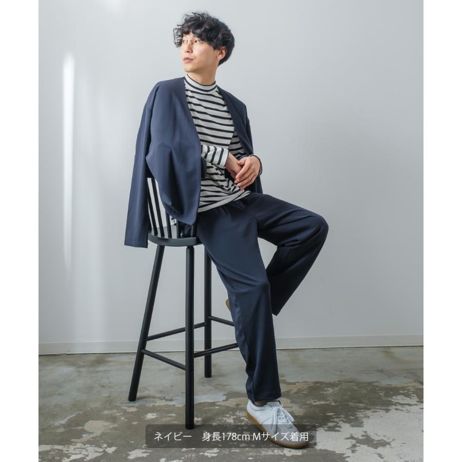 セットアップ対応 カットジョーゼット ワンタックパンツ メンズ スラックス トラウザーズ イージーパンツ テーパードパンツ とろみ きれいめ カジュアル モード | improves | 15