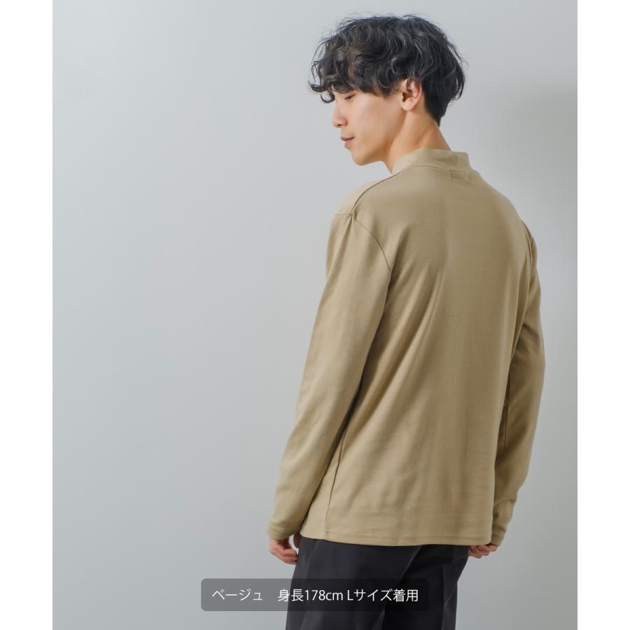 モックネック ロンT メンズ 無地 スムース カットソー 長袖 Tシャツ ロングTシャツ インナー きれいめ カジュアル モード 韓国ファッション 古着系 ホワイト 白 | improves | 12
