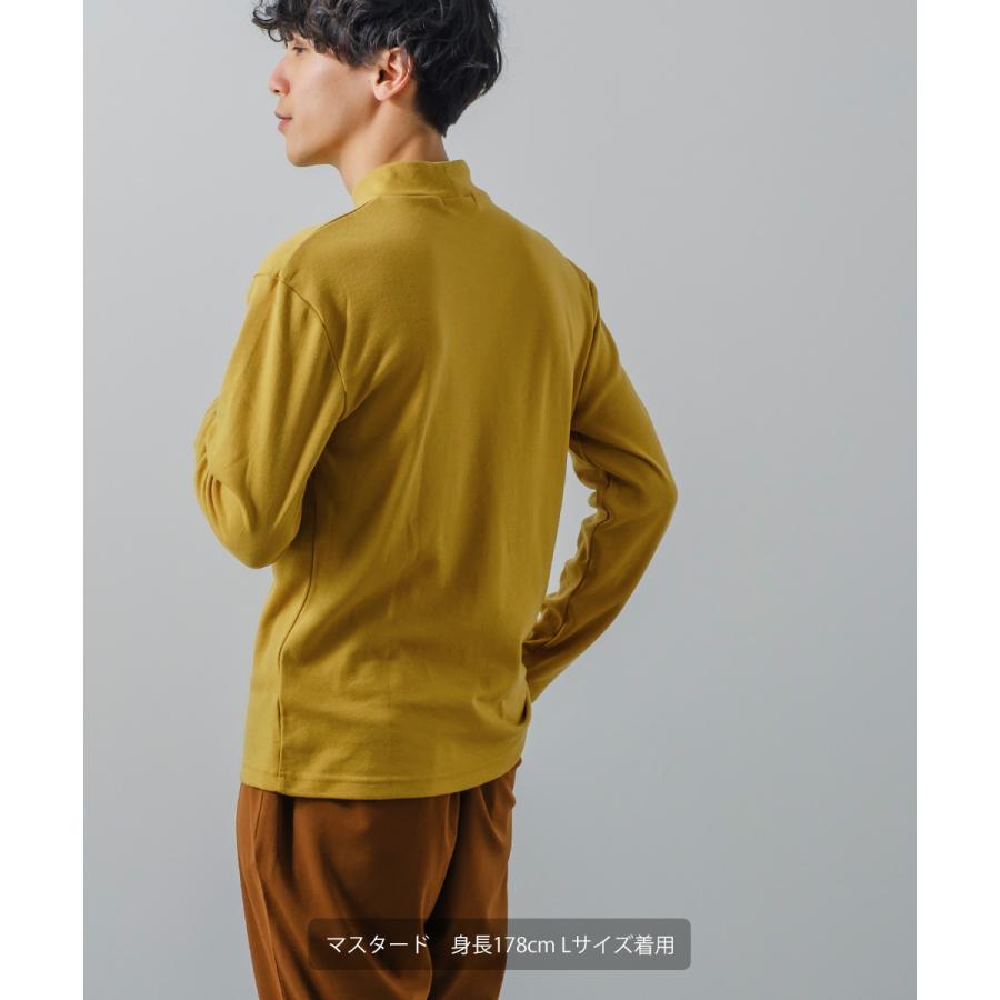 モックネック ロンT メンズ 無地 スムース カットソー 長袖 Tシャツ ロングTシャツ インナー きれいめ カジュアル モード 韓国ファッション 古着系 ホワイト 白 | improves | 15