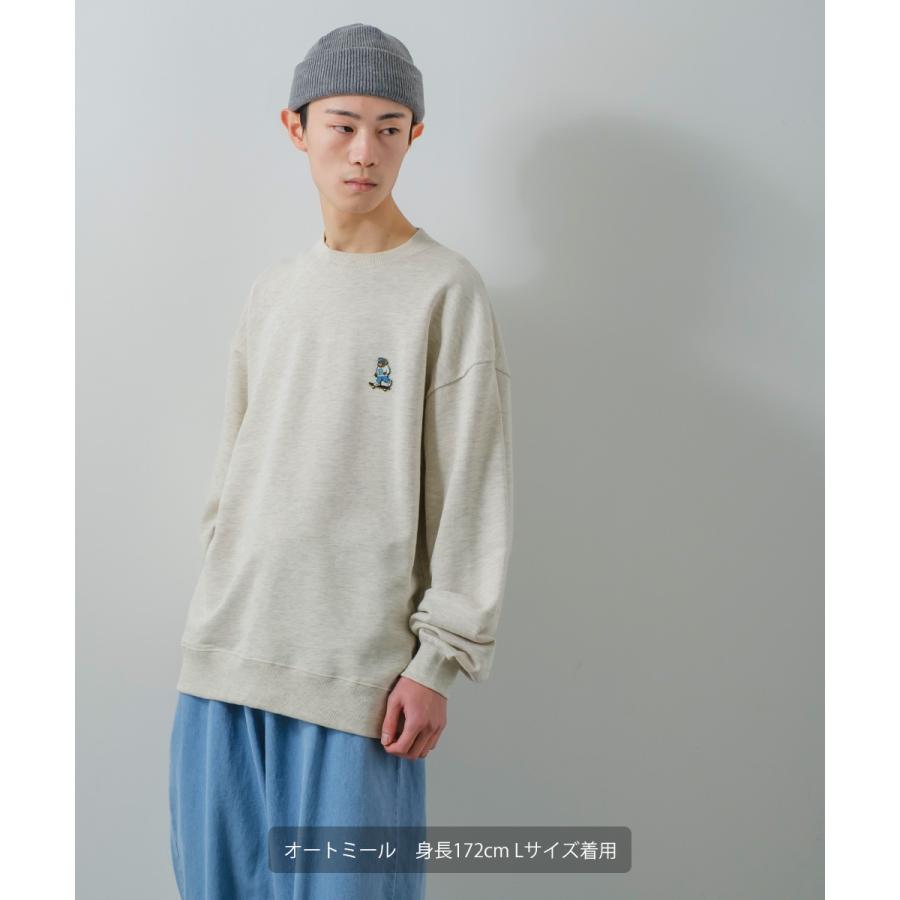 くまワンポイント刺繍 スウェット トレーナー メンズ レディース スエット クルーネック プルオーバー ビッグシルエット オーバーサイズ 大きいサイズ ゆったり | improves | 03