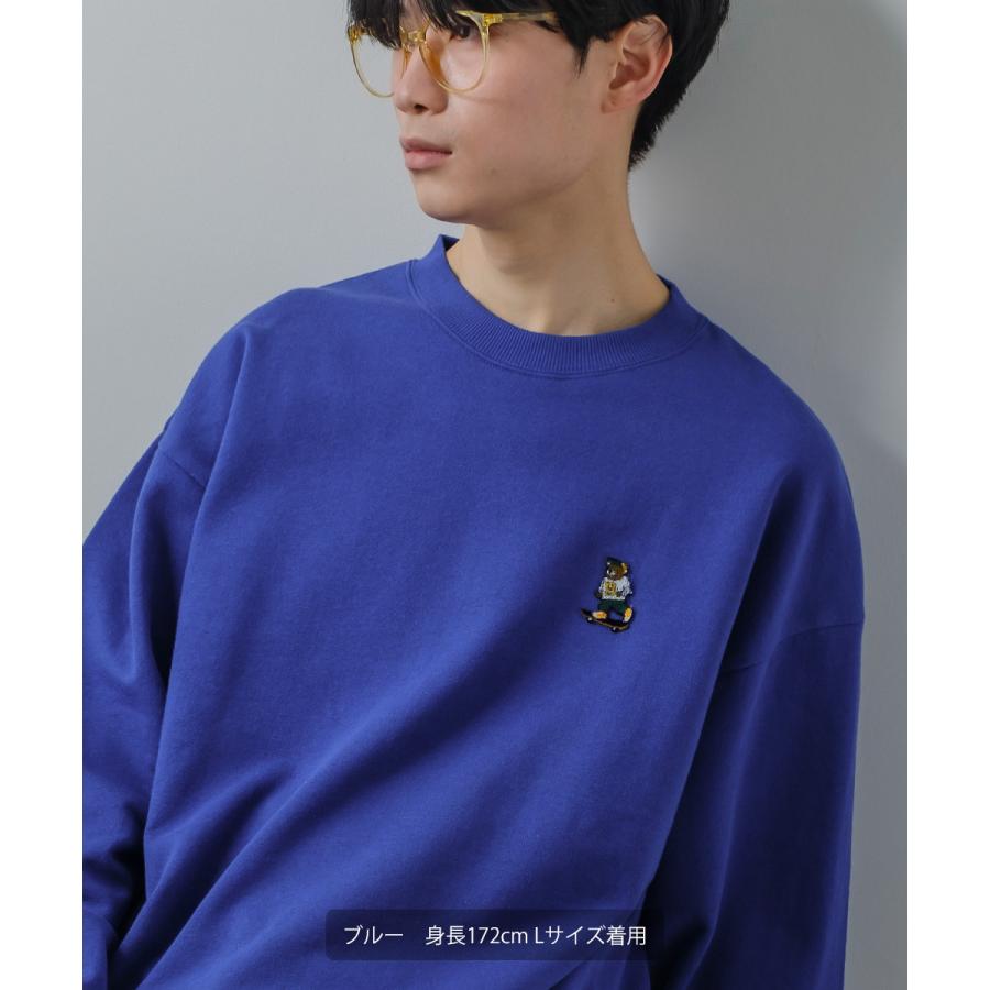 くまワンポイント刺繍 スウェット トレーナー メンズ レディース スエット クルーネック プルオーバー ビッグシルエット オーバーサイズ 大きいサイズ ゆったり | improves | 07