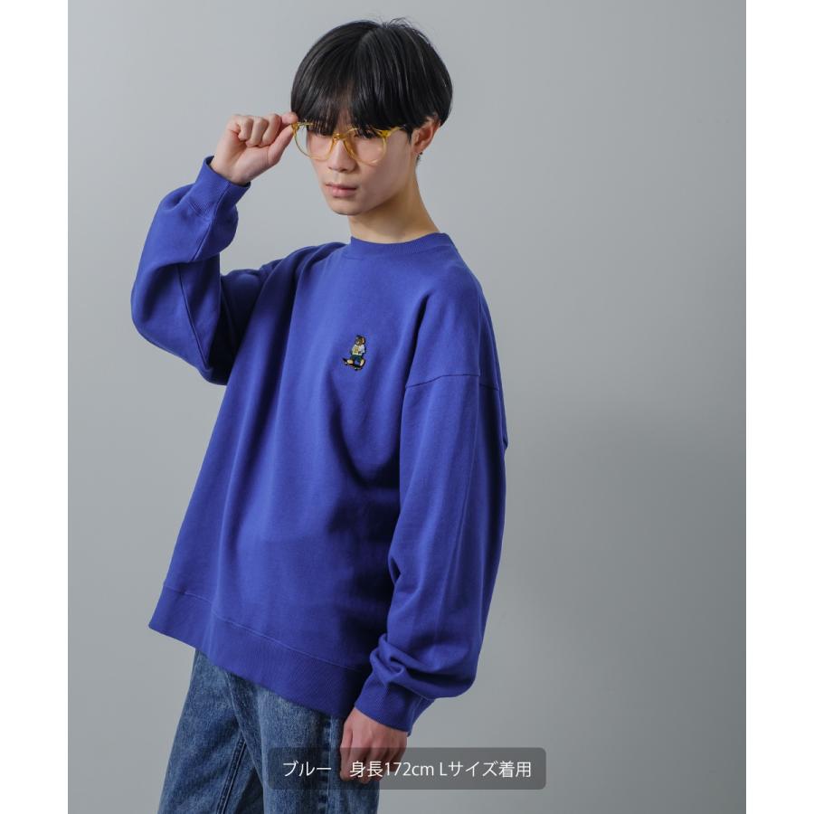 くまワンポイント刺繍 スウェット トレーナー メンズ レディース スエット クルーネック プルオーバー ビッグシルエット オーバーサイズ 大きいサイズ ゆったり | improves | 08