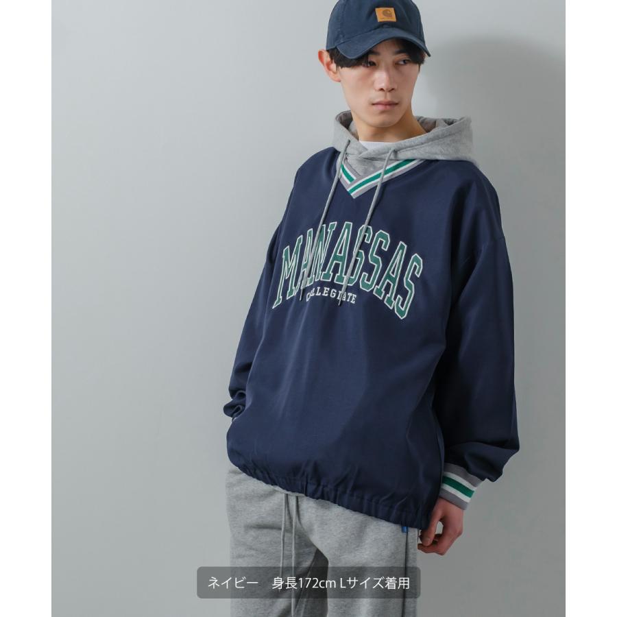 カレッジロゴ プルオーバー メンズ レディース Vネック ロンT 長袖 Tシャツ カットソー ビッグシルエット オーバーサイズ 大きいサイズ ゆったり 古着系 | improves | 10