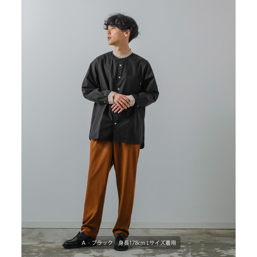 シャツ メンズ カジュアルシャツ バンドカラーシャツ 長袖 オーバーシャツ 無地 クレリックシャツ ノーカラーシャツ ビッグシルエット ゆったり 白シャツ | improves | 10