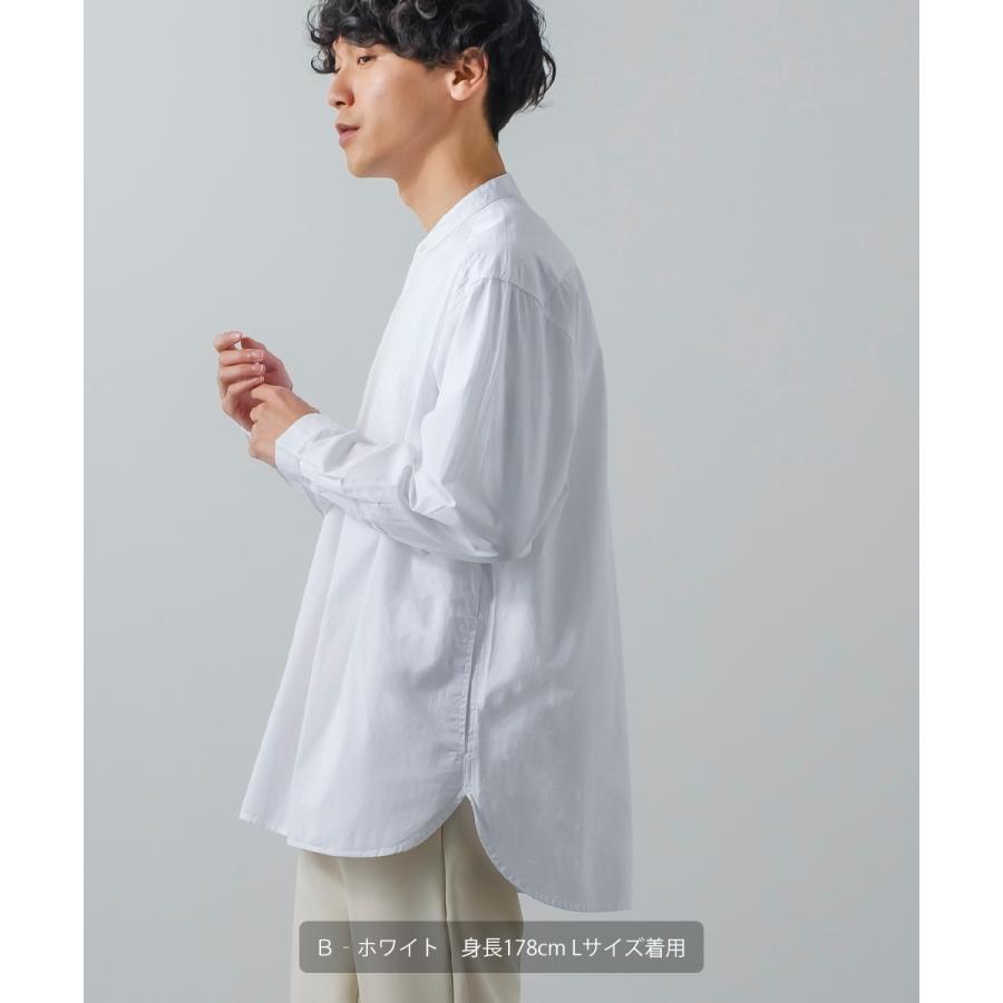 シャツ メンズ カジュアルシャツ バンドカラーシャツ 長袖 オーバーシャツ 無地 クレリックシャツ ノーカラーシャツ ビッグシルエット ゆったり 白シャツ | improves | 13