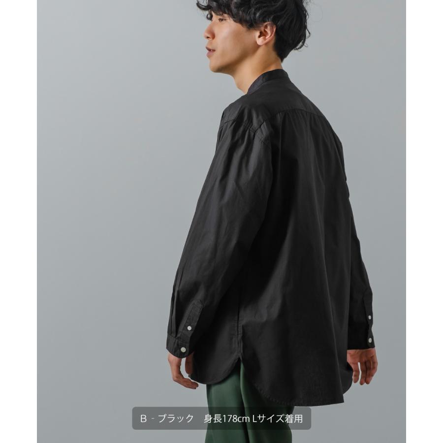 シャツ メンズ カジュアルシャツ バンドカラーシャツ 長袖 オーバーシャツ 無地 クレリックシャツ ノーカラーシャツ ビッグシルエット ゆったり 白シャツ | improves | 17