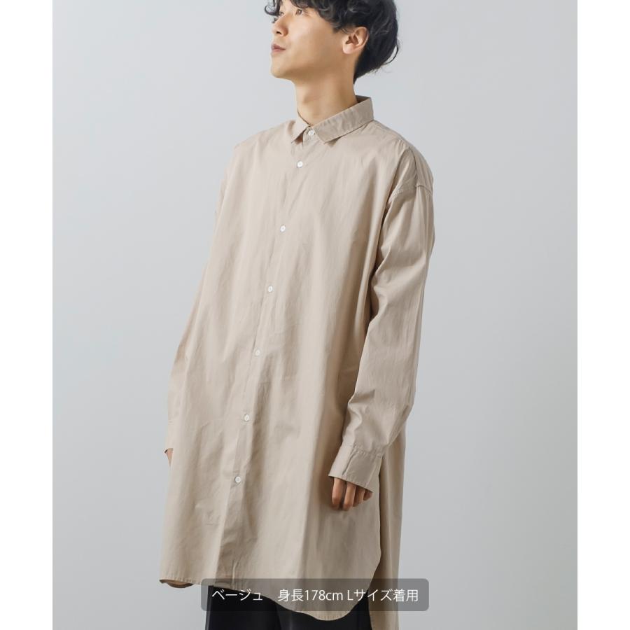 ビッグシルエット ロング丈 ブロードシャツ メンズ グランパシャツ 長袖 無地 ストライプシャツ オーバーシャツ コットン 綿100 オーバーサイズ 大きいサイズ 白 | improves | 03