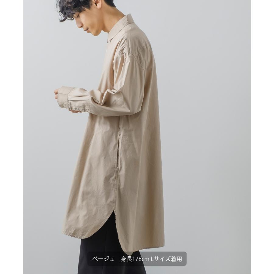 ビッグシルエット ロング丈 ブロードシャツ メンズ グランパシャツ 長袖 無地 ストライプシャツ オーバーシャツ コットン 綿100 オーバーサイズ 大きいサイズ 白 | improves | 04