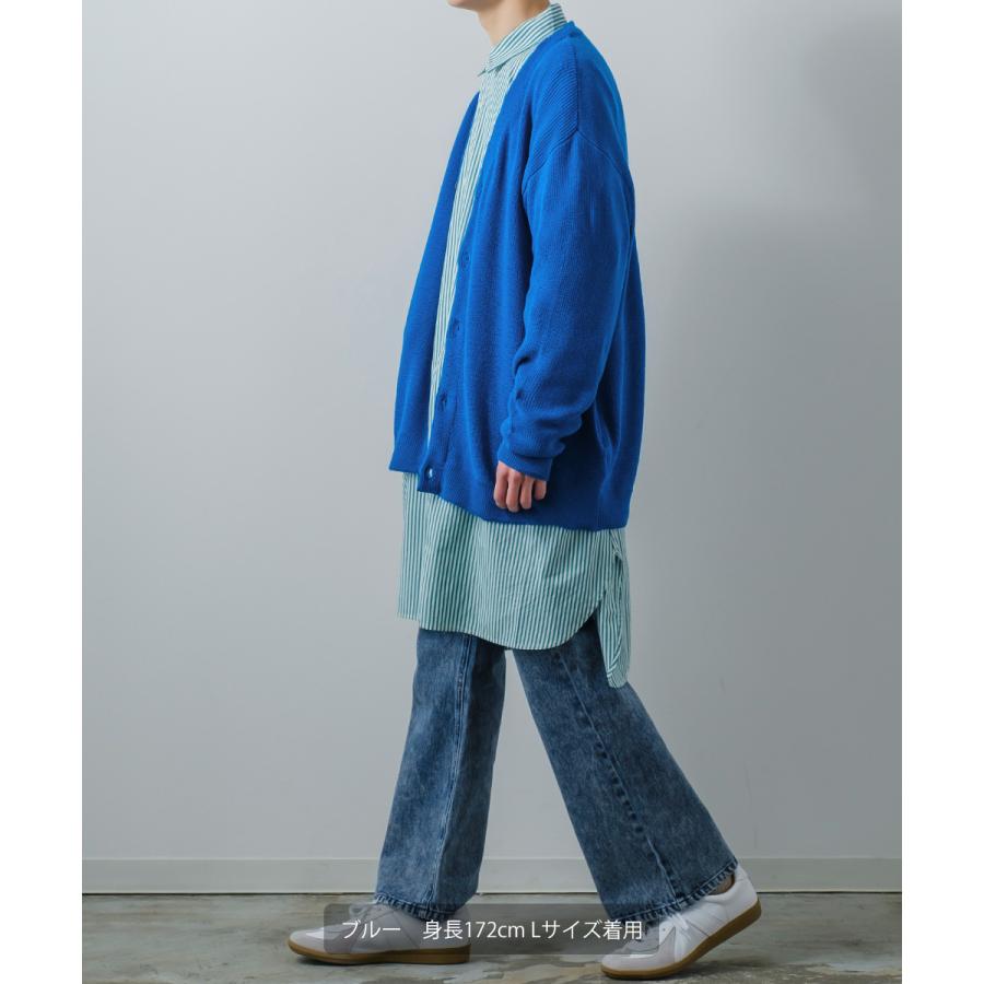 ニット カーディガン メンズ オーバーサイズ 畦編み 無地 Vネック セーター ビッグシルエット 大きいサイズ ゆったり きれいめ 韓国ファッション | improves | 05