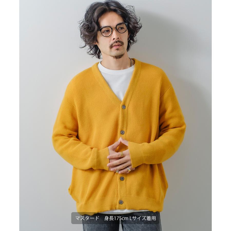 ニット カーディガン メンズ オーバーサイズ 畦編み 無地 Vネック セーター ビッグシルエット 大きいサイズ ゆったり きれいめ 韓国ファッション | improves | 07