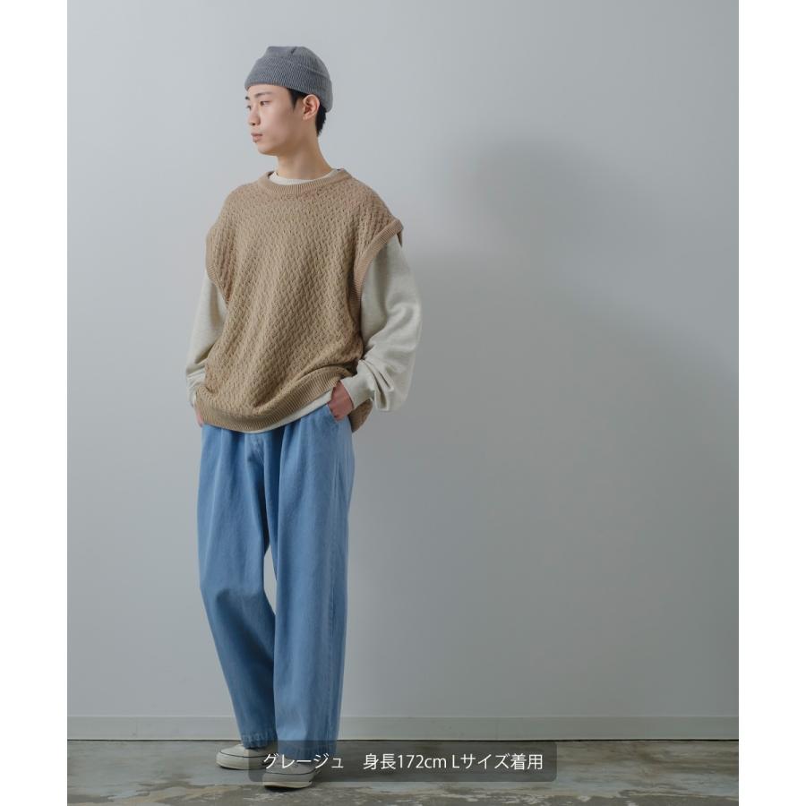 ニット ベスト メンズ オーバーサイズ 透かし編み クルーネック 丸首 ビッグシルエット 大きいサイズ ゆったり きれいめ 韓国ファッション 古着系 | improves | 05