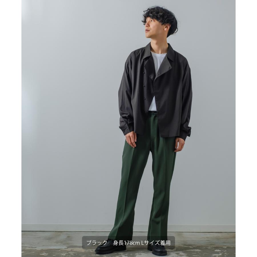 ダブルライダースジャケット風 ショート丈 シャツ メンズ レディース シャツジャケット 長袖 ビッグシルエット オーバーサイズ 大きいサイズ ゆったり 古着系 | improves | 15