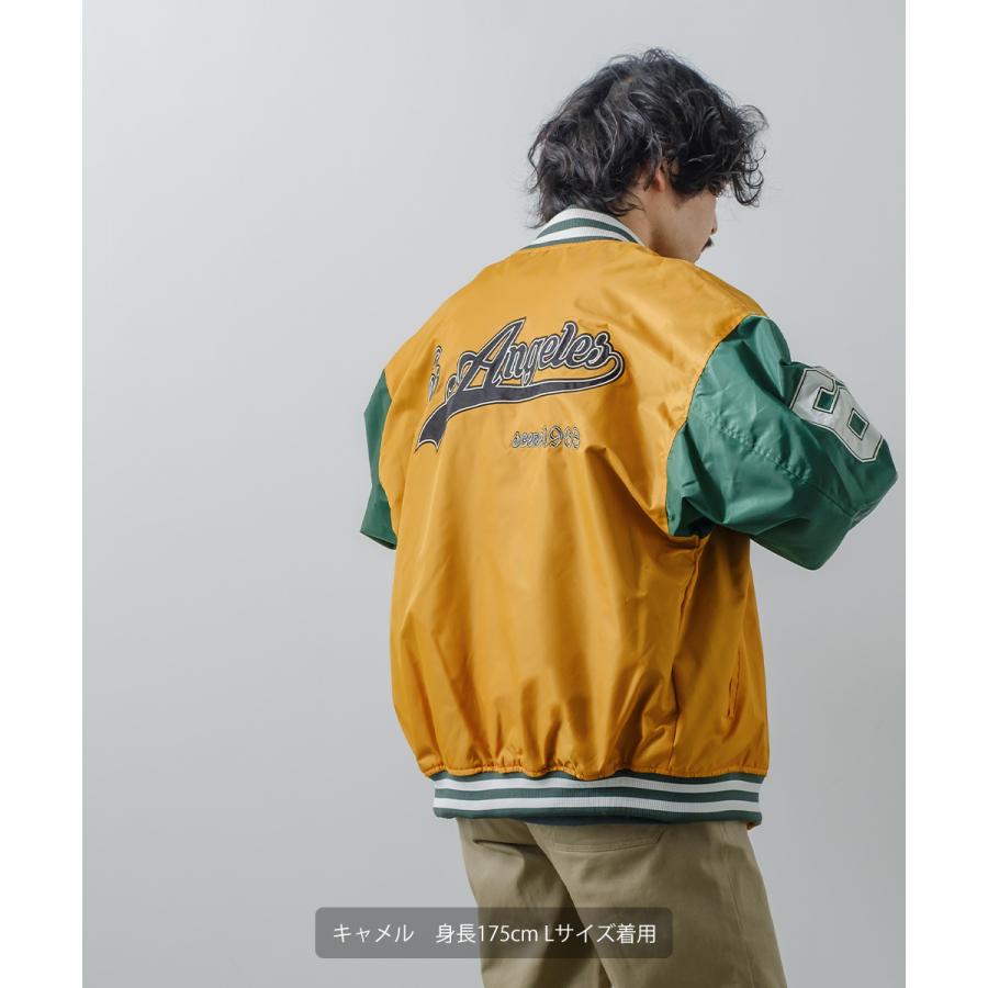 2点セット　カレッジロゴナイロンジャケット マスタードカラー improves（インプローブス） カレッジロゴ ナイロン スタジャン メンズ