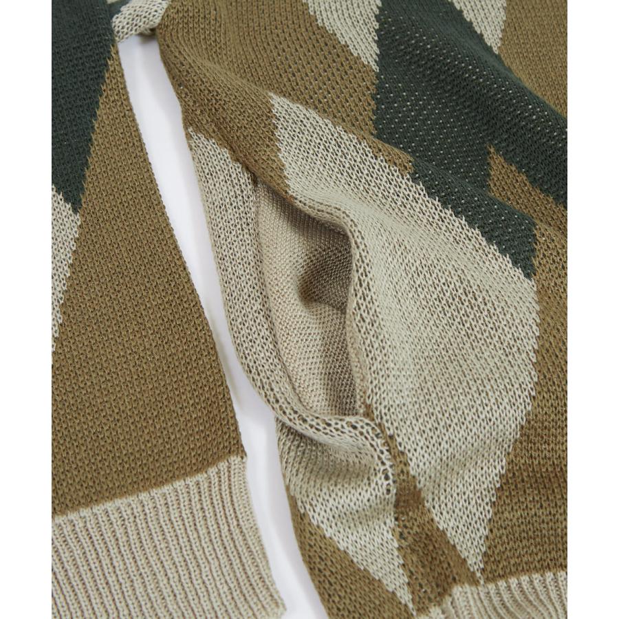 総柄ジャガードカーディガン メンズ アーガイル Vネック カーディガン ビッグシルエット オーバーサイズ ドロップショルダー ゆったり カジュアル | improves | 14