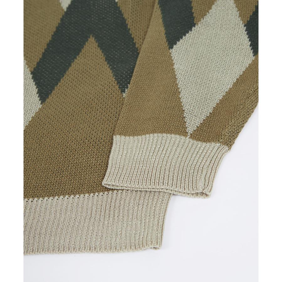 総柄ジャガードカーディガン メンズ アーガイル Vネック カーディガン ビッグシルエット オーバーサイズ ドロップショルダー ゆったり カジュアル | improves | 15