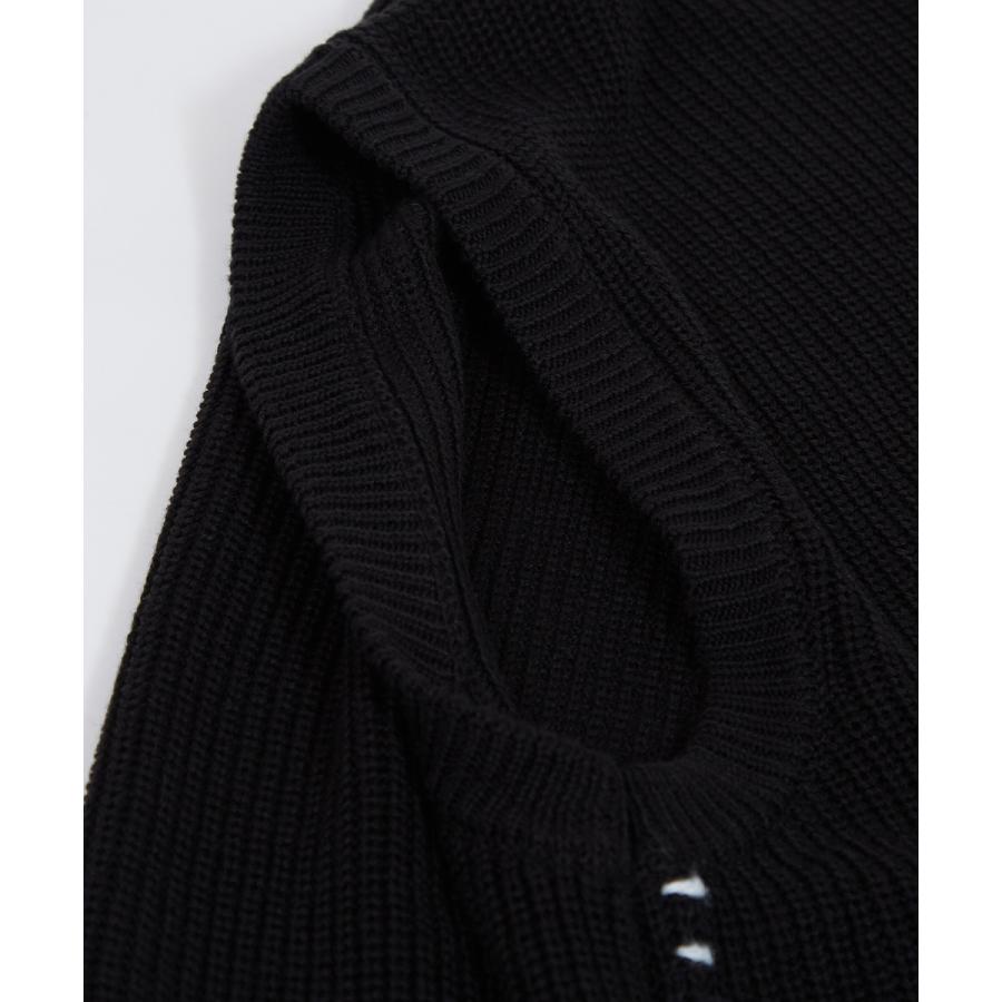 オーバーサイズ ハンドステッチ 畦編み ニットベスト メンズ レディース クルーネック 丸首 ニット ベスト セーター ビッグシルエット 大きいサイズ ゆったり 黒 | improves | 18