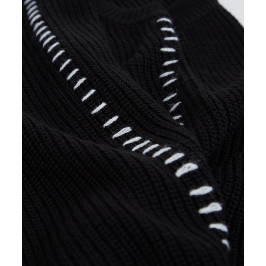 オーバーサイズ ハンドステッチ 畦編み ニットベスト メンズ レディース クルーネック 丸首 ニット ベスト セーター ビッグシルエット 大きいサイズ ゆったり 黒 | improves | 19