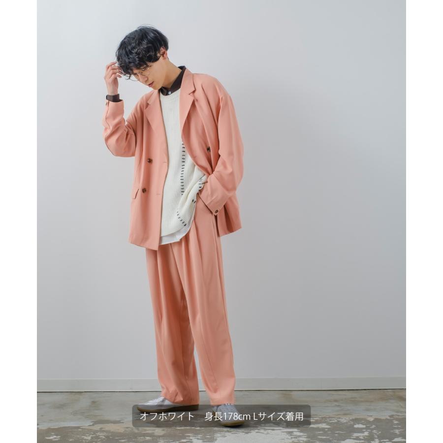 オーバーサイズ ハンドステッチ 畦編み ニットベスト メンズ レディース クルーネック 丸首 ニット ベスト セーター ビッグシルエット 大きいサイズ ゆったり 黒 | improves | 06