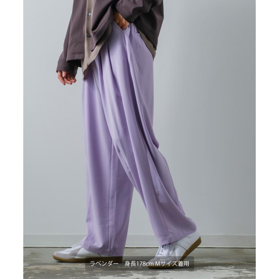 パステルカラー ワイド スラックスパンツ メンズ セットアップ対応 バルーンシルエット タック センタープレス イージーパンツ | improves | 02