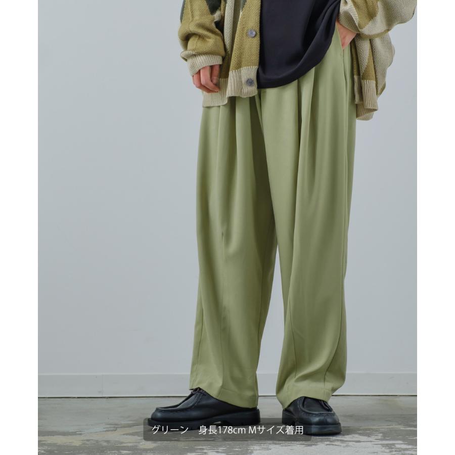 パステルカラー ワイド スラックスパンツ メンズ セットアップ対応 バルーンシルエット タック センタープレス イージーパンツ | improves | 04