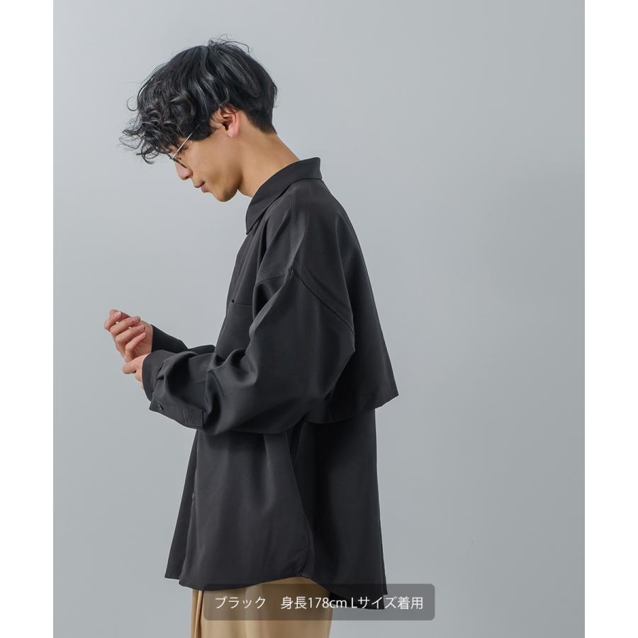 シャツ メンズ オーバーサイズ トレンチシャツ バックフライ シャツジャケット モード ベーシック トラッド シンプル カジュアル きれいめ ノームコア | improves | 15