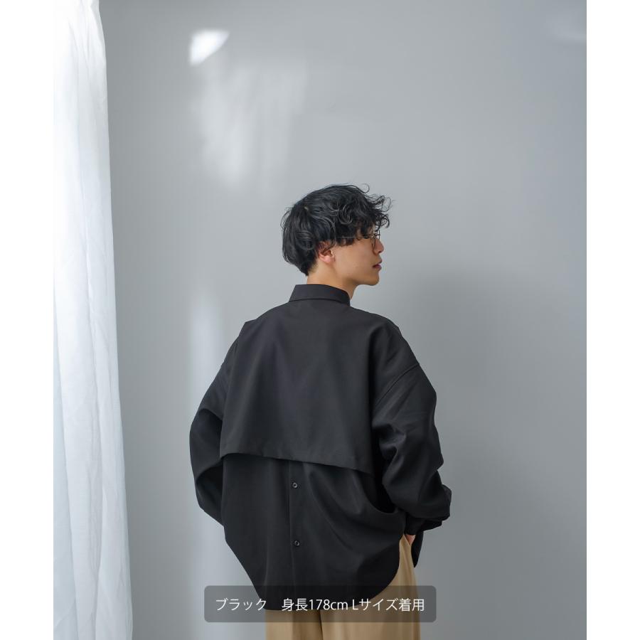 シャツ メンズ オーバーサイズ トレンチシャツ バックフライ シャツジャケット モード ベーシック トラッド シンプル カジュアル きれいめ ノームコア | improves | 16