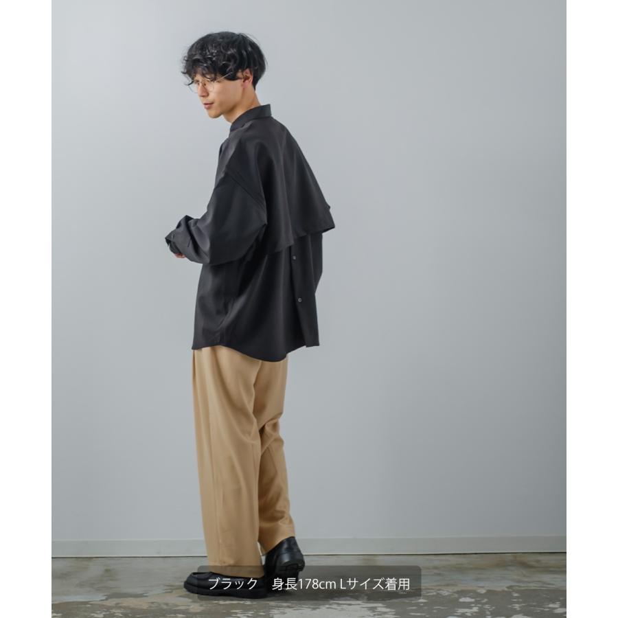 シャツ メンズ オーバーサイズ トレンチシャツ バックフライ シャツジャケット モード ベーシック トラッド シンプル カジュアル きれいめ ノームコア | improves | 18