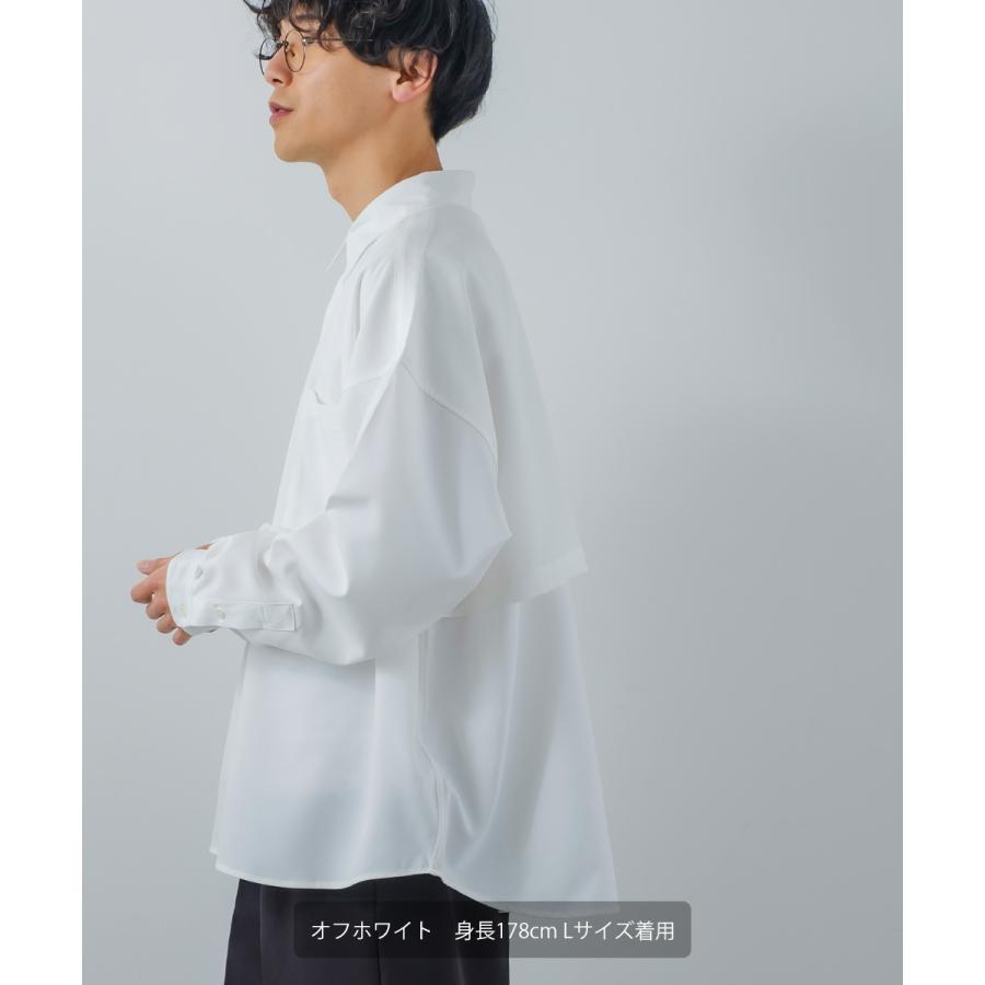 シャツ メンズ オーバーサイズ トレンチシャツ バックフライ シャツジャケット モード ベーシック トラッド シンプル カジュアル きれいめ ノームコア | improves | 02